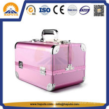 Caja de almacenamiento de cosméticos de aluminio con borde rosa (HB-3182)
